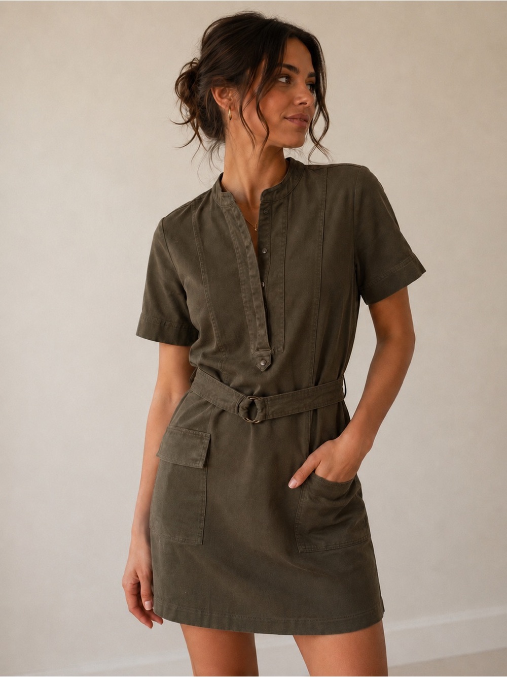 Banana Republic Olive Green Mini Dress with Belt